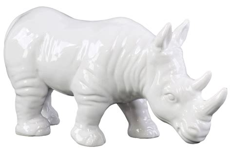Buy Urban Trends Ceramic Standing Rhinoceros Figurine Gloss Finish ...