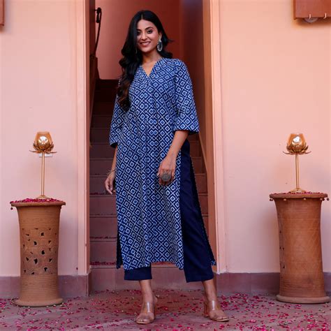 Indigo Naveli Cotton Block Printed Set – Kameez.co