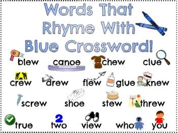 Words That Rhyme With Blue Crossword! (Long /u/ can be tricky!) | TpT