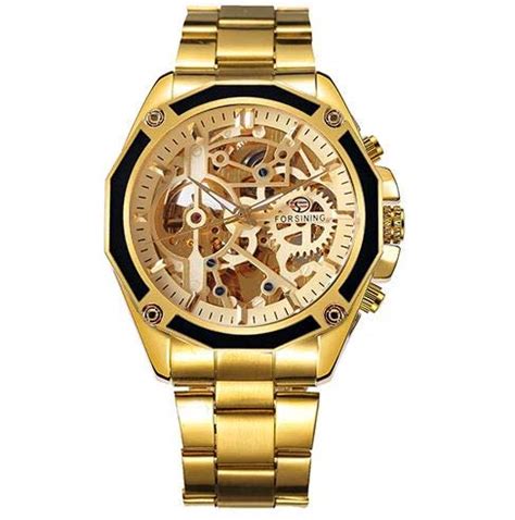 FORSINING Stainless Steel Skeleton Luxury Design Men's Analogue Watch ...