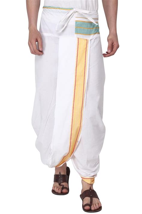 Buy Cotton Ready to Wear Dhoti for Men Vastram with Golden Border ...