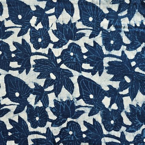 Pure Cotton Indigo With Flower Jaal Hand Block Print Fabric – Sanskruti