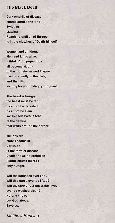 The Black Death Poem by Matthew Henning - Poem Hunter
