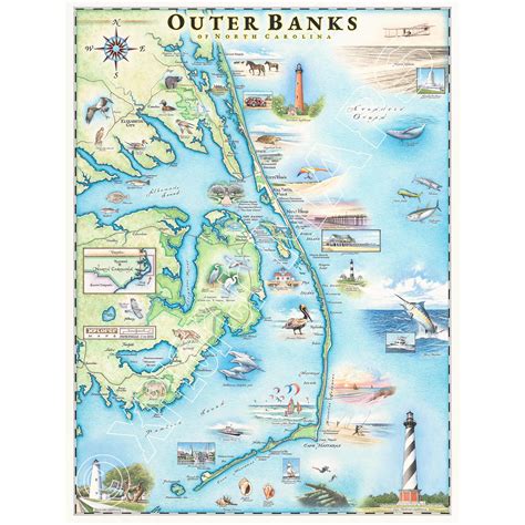 Outer Banks North Carolina Map Print 18x24 | Xplorer Maps