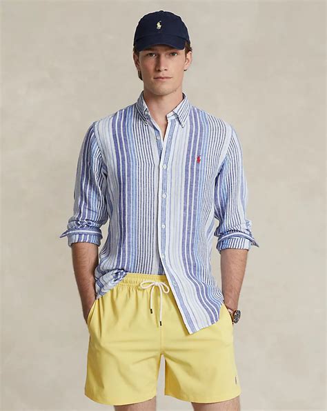 Custom Fit Striped Linen Shirt for Men | Ralph Lauren® IN