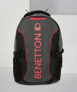 United Colors of Benetton 19L Grey/ Red Laptop Backpack 19 L Laptop ...