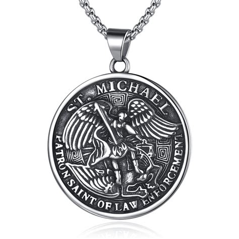 St Michael Necklace For Men Archangel Saint Michael Pendant Medal ...
