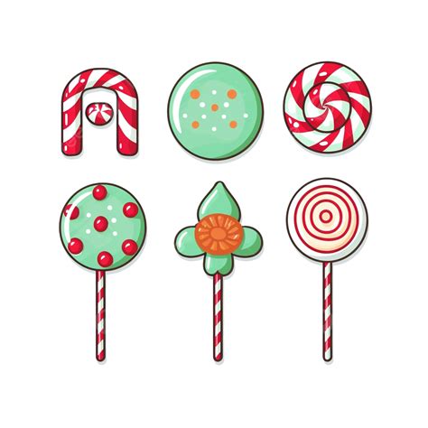 Cute Cartoon Christmas Candy In Vector Illustration, Isolated Food Vector, Flat Cartoon Style ...