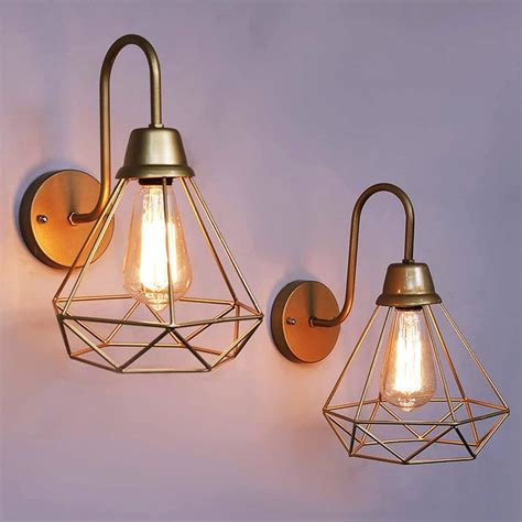 Buy HOMESAKE Contemporary Decor Gold Metal Wall Lamp - Set of 2 from ...