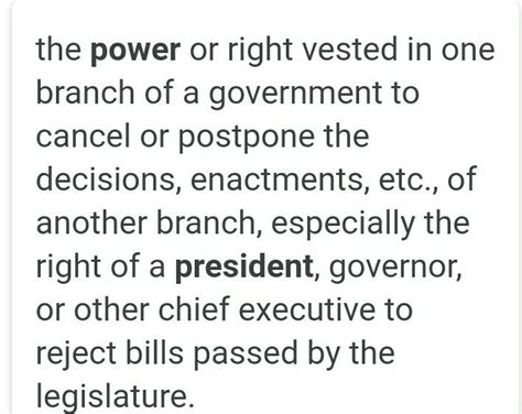what do you mean by veto power of president - Brainly.in