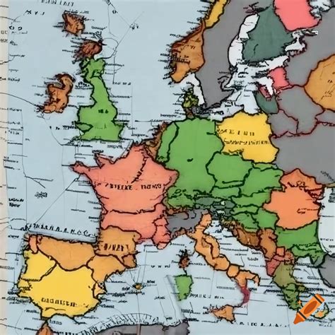 Map of europe in 1939 on Craiyon