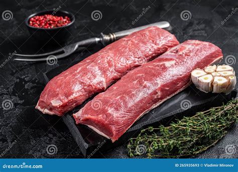 Fresh Raw Lamb Tenderloin, Mutton Loin Fillet Meat on Marble Board ...