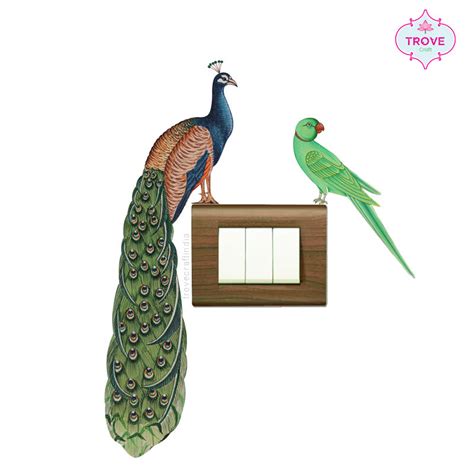 Set of 4 Self Adhesive Decals / Stickers - Peacock & Parrot – Trove ...