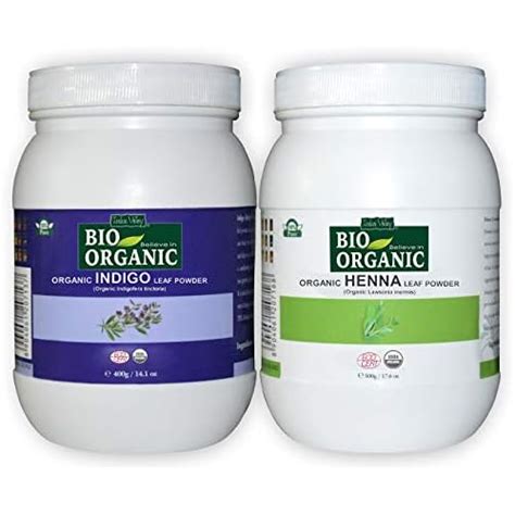 Buy INDUS VALLEY 100% Organic Indigo Leaf Powder Jar with Henna Leaf ...