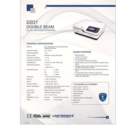 Benchtop DOUBLE BEAM UV-VIS SPECTROPHOTOMETERS 190-1100 nm Manufacturer ...