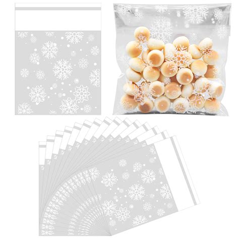 Amazon.com: 200 Pcs Snowflake Cellophane Cookie Bags - 4x4 Inch Clear ...