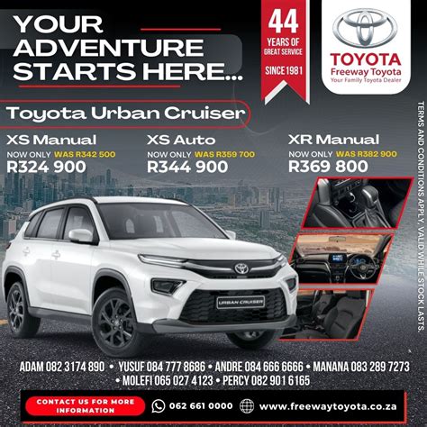 Toyota Urban Cruiser on Special – Freeway Toyota Johannesburg – Best deals on Toyota Corolla ...