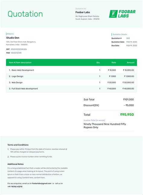 Quotation Format - Free Templates | Easy Download | Refrens