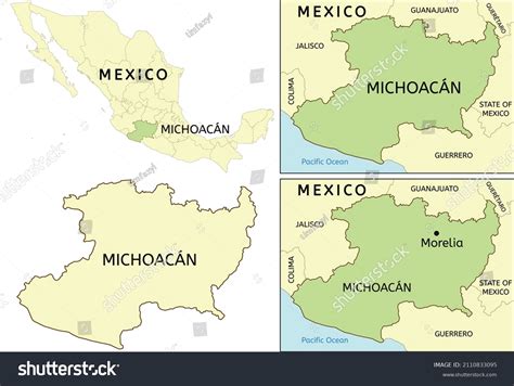Michoacán State Location On Map Mexico Stock Vector (Royalty Free ...
