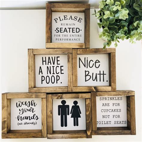 Funny Bathroom Signs | 6x6 | Bathroom humor, Bathroom signs, Handmade ...