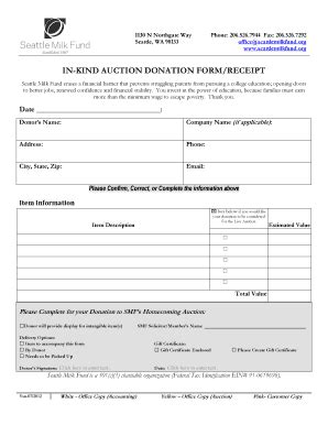 Fillable Online seattlemilkfund In-Kind Donation Form (Print and Fill ...