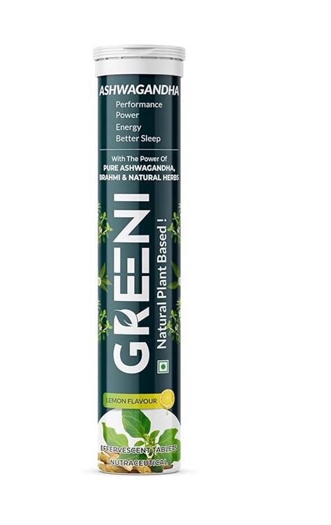 Greeni Ashwagandha Effervescent Tablets with Brahmi and Natural Herbs ...