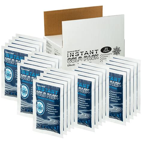 Instant Cold Pack (4”x 5.5”) – Set of 25 Disposable Cold Therapy Ice ...