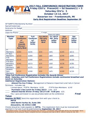 2017 FALL CONFERENCE REGISTRATION Doc Template | pdfFiller