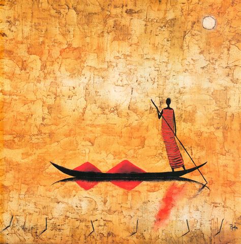 African Women in a Boat by Michel Rauscher - 27 X 27 Inches (Art Print ...