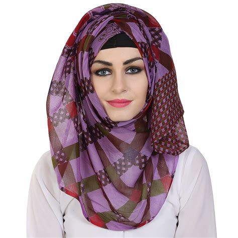 Buy Momin libas Women's Viscose with Printed Fancy Hijab and Scarf ...
