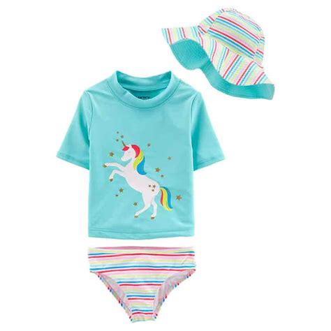 Buy 3 Piece Little Girls' Swimsuit Set, Guard, Hat Online at ...