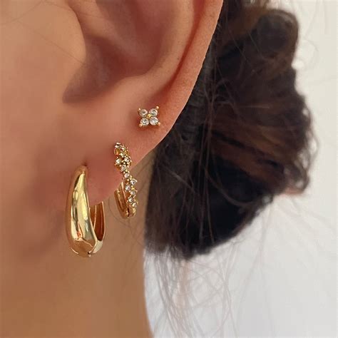 Flower Crown 925 Sterling Silver Huggie Hoop Earrings GOLD | Ear ...