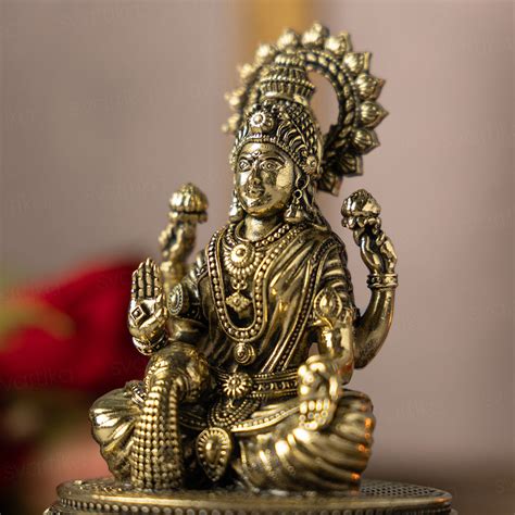 Brass 4 Armed Lakshmi Idol (4 Inch)