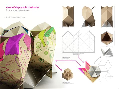 Set of disposable trash cans on Behance