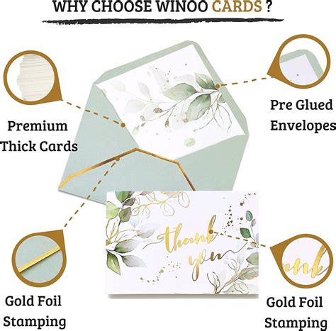 Buy Winoo Design Heavy Duty Green Thank You Cards with Envelopes ...