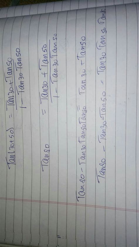 Prove that [tex]\tan 80-\tan 50-\tan 30=\tan 80\cdot\tan 50\cdot\tan 30 ...