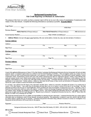 Background Screening Form - Blank Fillable Template | Fill Out, Print ...