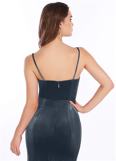 French Blue Azazie Solange Velvet Dress Bridesmaid Dresses | Azazie