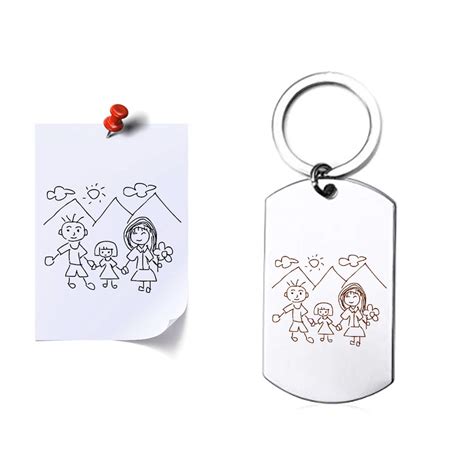 Personalized Engraved Kids Drawing Keychain – Jeluxa