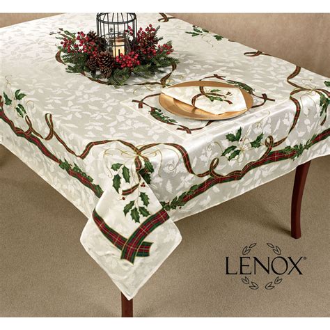 Lenox Holiday Nouveau Holly Oblong Tablecloth and Table Linens