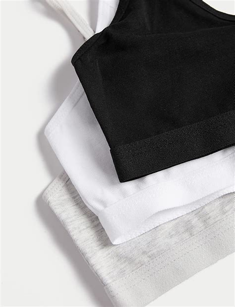 Buy 3pk Cotton with Stretch Crop Tops (6-16 Yrs) at Marks & Spencer