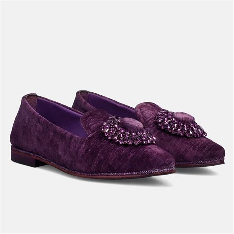 Zoe Chantal women's flat slip on shoe in purple velvet