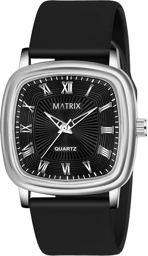 Buy Matrix Boys Mens Black Dial Black Band Iconic Square Dial with ...