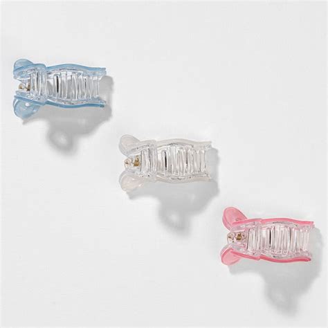 Holographic Bow Hair Claw Clips - Set of 3 - Pink, Blue & White – Hair ...