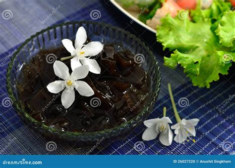 Grass Jelly Dessert, Herbal Gelatin, Chinese Style. Stock Image ...