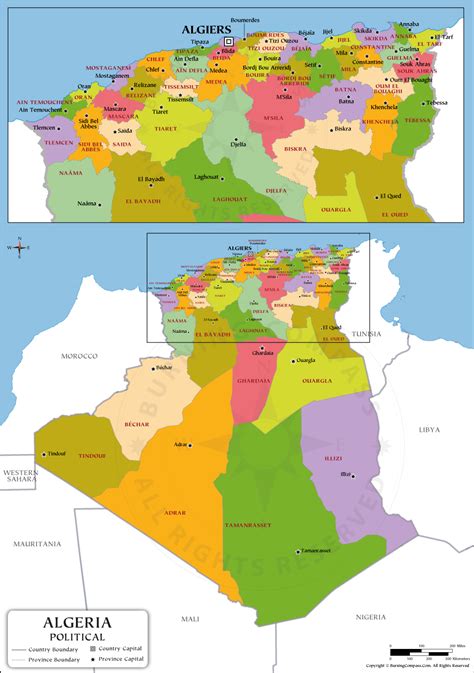 Algeria Province Map, Algeria Political Map, Algeria Wilayas Map