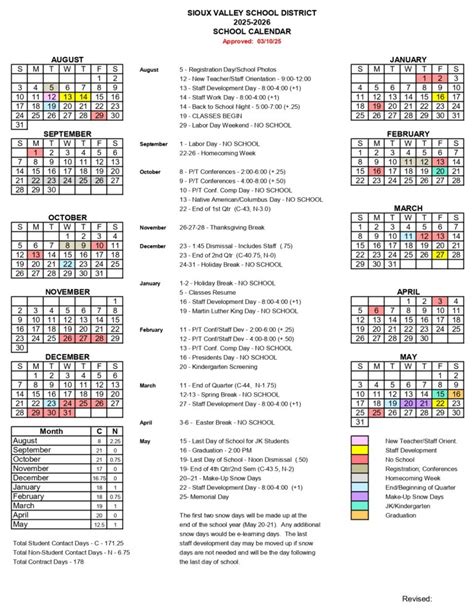Sioux Valley School District SD Calendar 25-26 Revised [pdf] - EduCounty