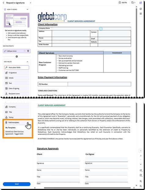 Apply a form field template to your uploaded document