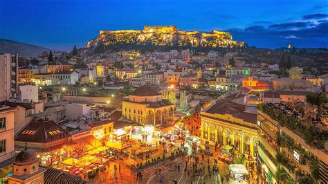 Greece, night, Athens, church, city, night sky, acropolis, lights, town ...