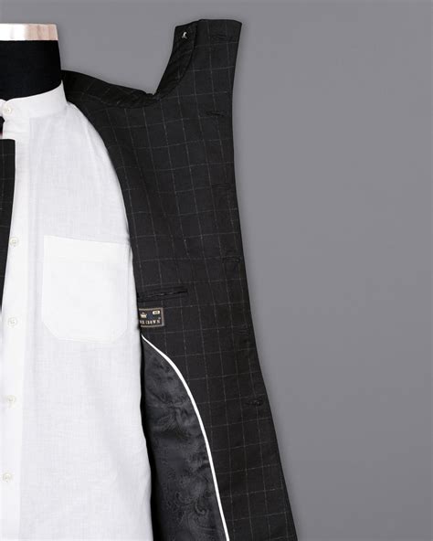 Log Cabin Checks-Plaid Premium Wool Blend Bandhgala/Jodhpuri Blazers ...